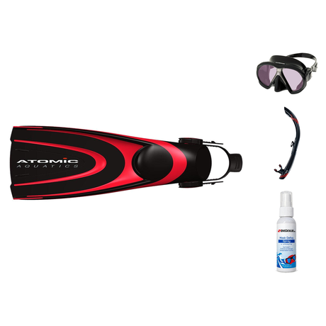Atomic Aquatics Mask Fin Snorkel Package – Venom, Frameless 2 or Arc SubFrame Mask + SV2 Snorkel + Open Heel Fins — Arc SubF…