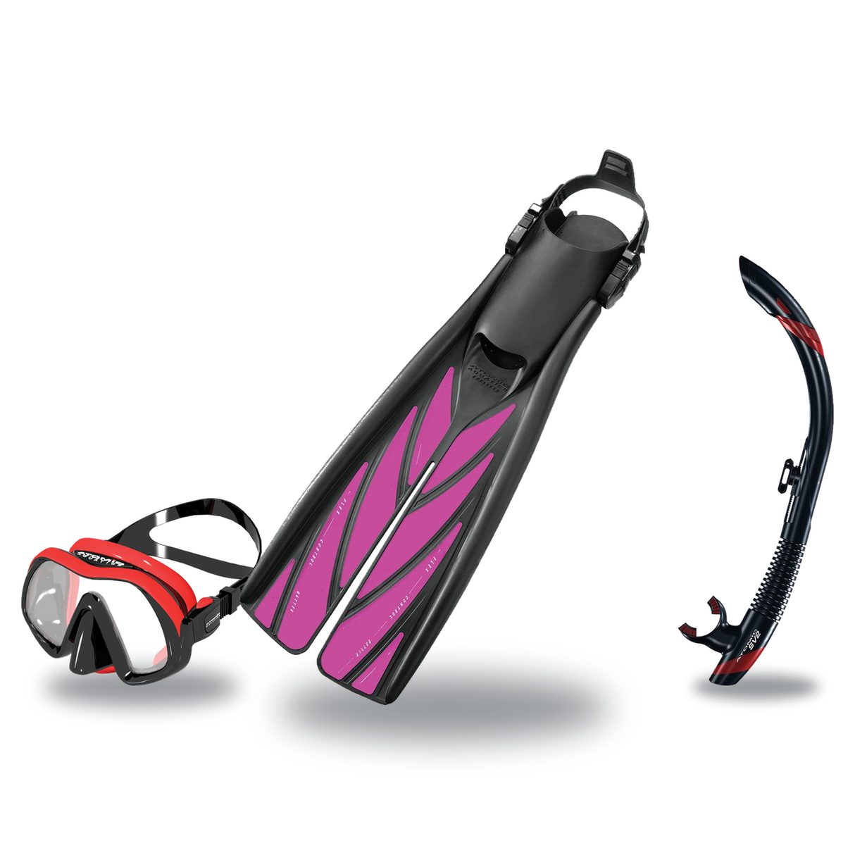 Atomic Aquatics Mask Fin Snorkel Package – Venom, Frameless 2 or Arc SubFrame Mask + SV2 Snorkel + Open Heel Fins — Venom, M…
