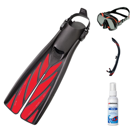 Atomic Aquatics Mask Fin Snorkel Package – Venom, Arc SubFrame or Frameless 2 Mask + SV2 Snorkel + Open Heel Fins — Venom, A…