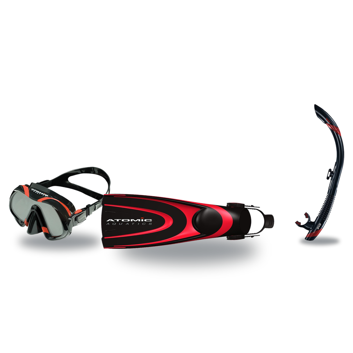 Atomic Aquatics Mask Fin Snorkel Package – Venom, Arc SubFrame or Frameless 2 Mask + SV2 Snorkel + Open Heel Fins — Venom, A…