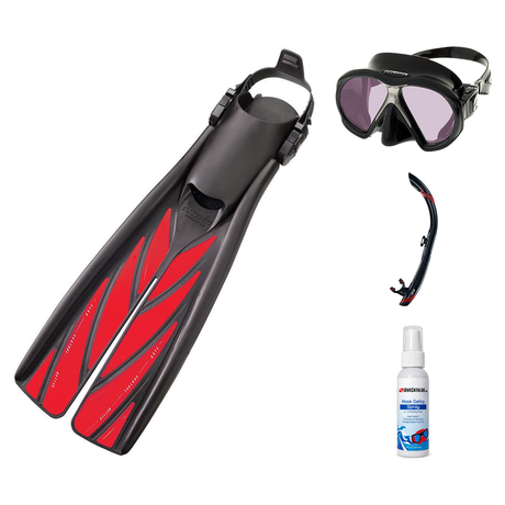 Atomic Aquatics Mask Fin Snorkel Package – Venom, Arc SubFrame or Frameless 2 Mask + SV2 Snorkel + Open Heel Fins — Arc SubF…