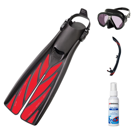 Atomic Aquatics Mask Fin Snorkel Package – Venom, Arc SubFrame or Frameless 2 Mask + SV2 Snorkel + Open Heel Fins — Arc SubF…