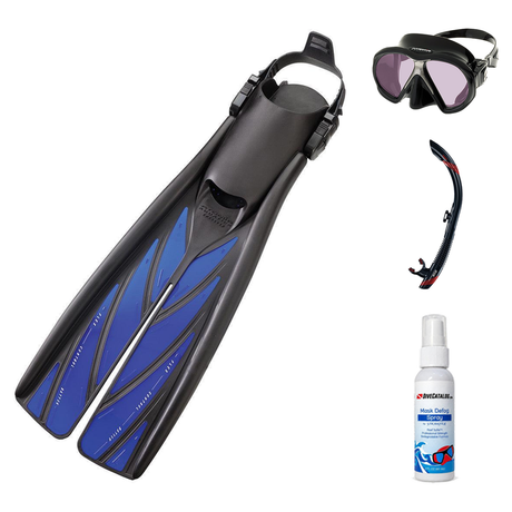 Atomic Aquatics Mask Fin Snorkel Package – Venom, Arc SubFrame or Frameless 2 Mask + SV2 Snorkel + Open Heel Fins — Arc SubF…