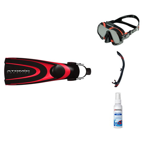 Atomic Aquatics Mask Fin Snorkel Package – Venom, Arc SubFrame or Frameless 2 Mask + SV2 Snorkel + Open Heel Fins — Venom, A…