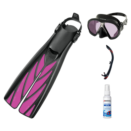 Atomic Aquatics Mask Fin Snorkel Package – Venom, Arc SubFrame or Frameless 2 Mask + SV2 Snorkel + Open Heel Fins — Arc SubF…