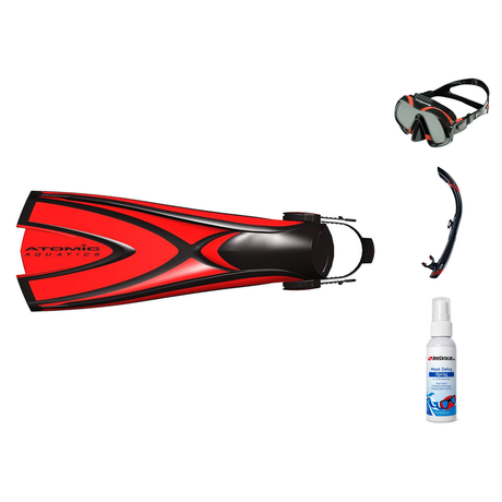 Atomic Aquatics Mask Fin Snorkel Package – Venom, Arc SubFrame or Frameless 2 Mask + SV2 Snorkel + Open Heel Fins — Venom, A…