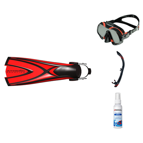 Atomic Aquatics Mask Fin Snorkel Package – Venom, Arc SubFrame or Frameless 2 Mask + SV2 Snorkel + Open Heel Fins — Venom, A…