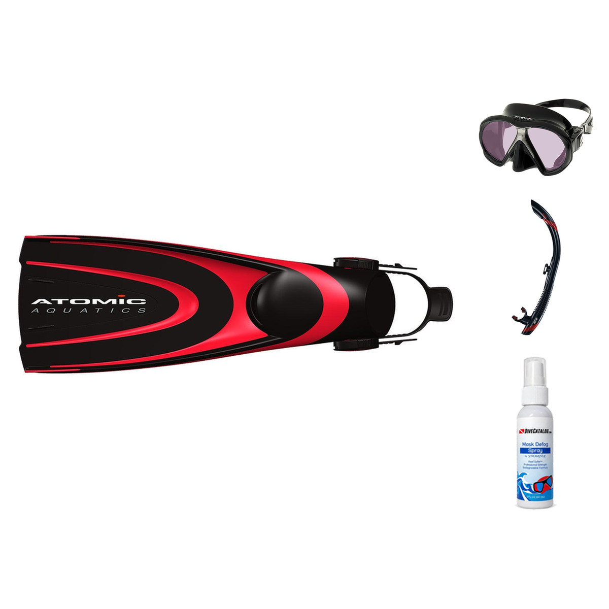 Atomic Aquatics Mask Fin Snorkel Package – Venom, Arc SubFrame or Frameless 2 Mask + SV2 Snorkel + Open Heel Fins — Arc SubF…