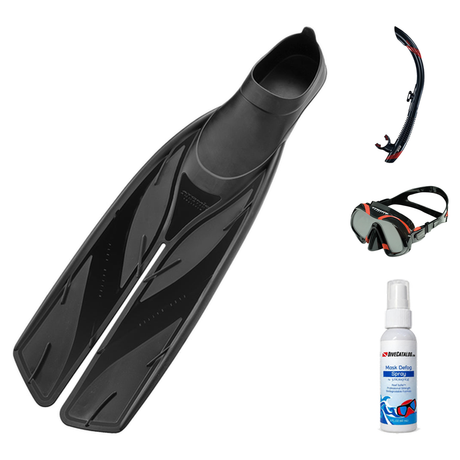 Atomic Aquatics Mask Fin Snorkel Package – Venom, Arc SubFrame or Frameless 2 Mask + SV2 Snorkel + X1 Blade Fins — Venom, 4.…