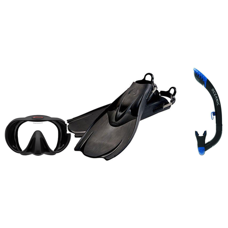 Hollis Mask Fin Snorkel Package – M-1, M3 Dual Lens or M4 Mask + Ultra Dry 2 Snorkel + F1 Heavy Duty Open Heel Technical Fin…