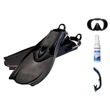 Hollis Mask Fin Snorkel Package – M-1, M3 Dual Lens or M4 Mask + Ultra Dry 2 Snorkel + F1 Heavy Duty Open Heel Technical Fin…