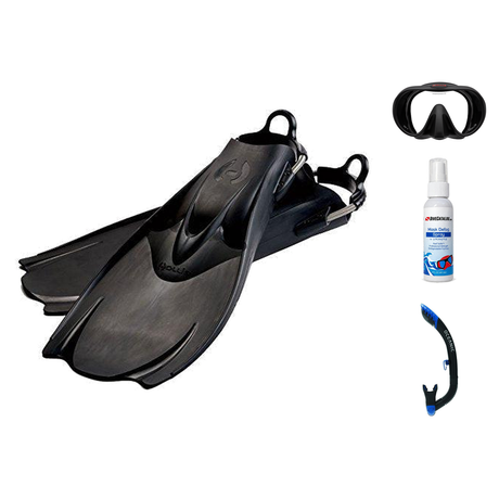 Hollis Mask Fin Snorkel Package – M-1, M3 Dual Lens or M4 Mask + Ultra Dry 2 Snorkel + F1 Heavy Duty Open Heel Technical Fin…