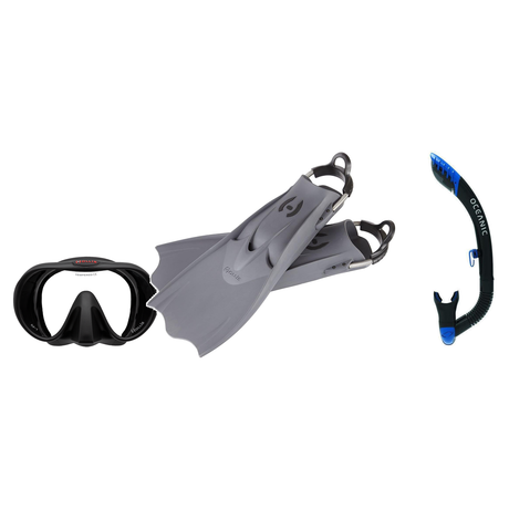 Hollis Mask Fin Snorkel Package – M-1, M3 Dual Lens or M4 Mask + Ultra Dry 2 Snorkel + F1 Heavy Duty Open Heel Technical Fin…
