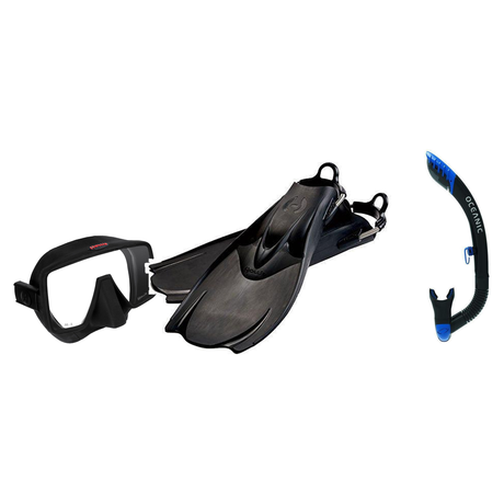 Hollis Mask Fin Snorkel Package – M-1, M3 Dual Lens or M4 Mask + Ultra Dry 2 Snorkel + F1 Heavy Duty Open Heel Technical Fin…