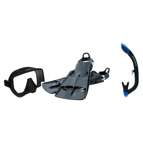 Hollis Mask Fin Snorkel Package – M-1, M3 Dual Lens or M4 Mask + Ultra Dry 2 Snorkel + F1 Heavy Duty Open Heel Technical Fin…
