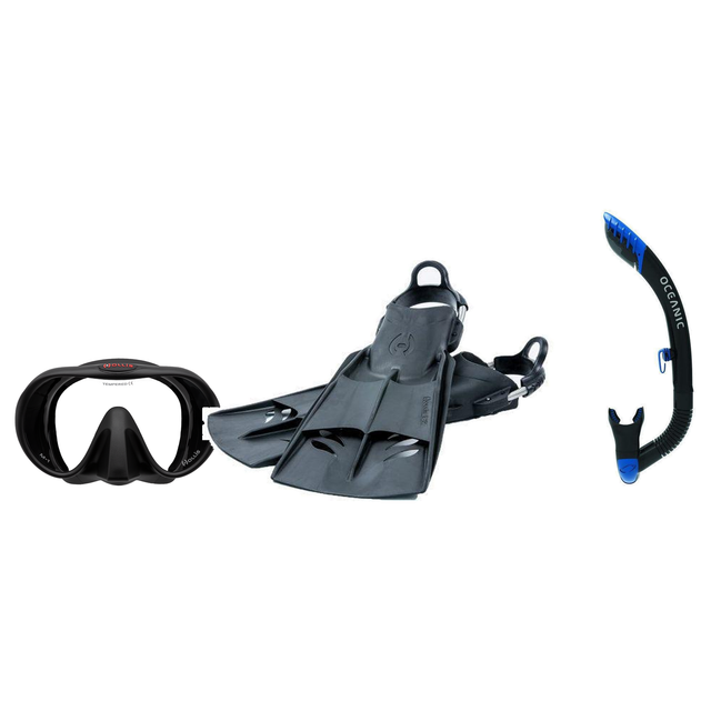 Hollis Mask Fin Snorkel Package – M-1, M3 Dual Lens or M4 Mask + Ultra Dry 2 Snorkel + F2 Heavy Duty Open Heel Fins — includ…