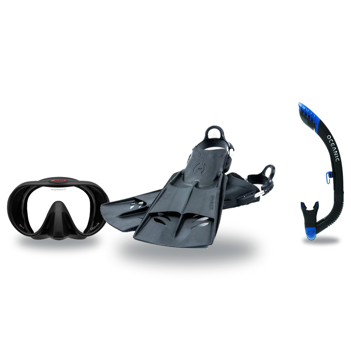 Hollis Mask Fin Snorkel Package – M-1, M3 Dual Lens or M4 Mask + Ultra Dry 2 Snorkel + F2 Heavy Duty Open Heel Fins — includ…