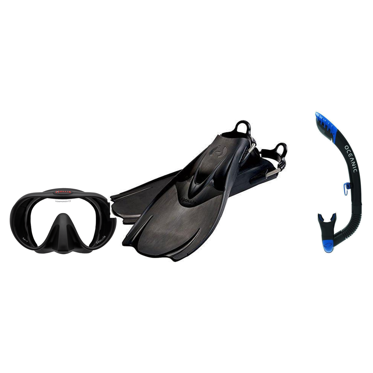 Hollis Mask Fin Snorkel Package – M-1, M3 Dual Lens or M4 Mask + Ultra Dry 2 Snorkel + F2 Heavy Duty Open Heel Fins — M-1, H…