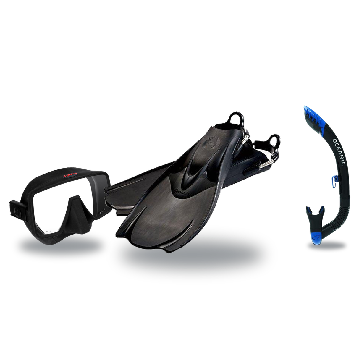 Hollis Mask Fin Snorkel Package – M-1, M3 Dual Lens or M4 Mask + Ultra Dry 2 Snorkel + F2 Heavy Duty Open Heel Fins — M4, Ho…