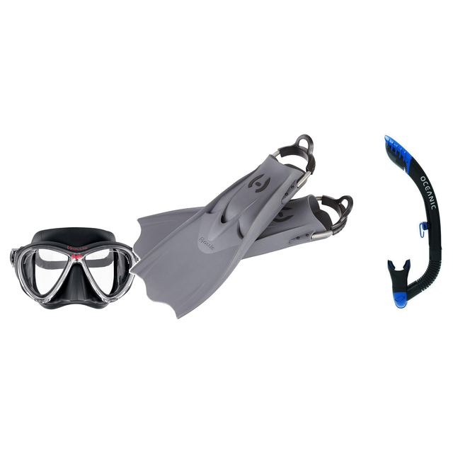 Hollis Mask Fin Snorkel Package – M3 Dual Lens, M-1 or M4 Mask + Ultra Dry 2 Snorkel + F1 LT Vented Blade Open Heel Fins — i…