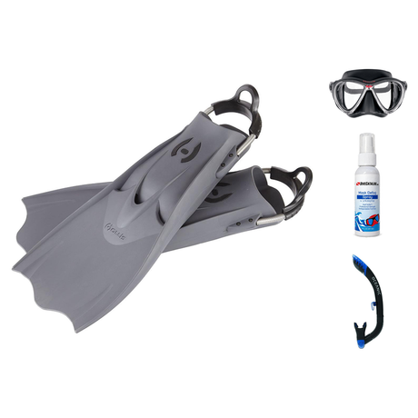Hollis Mask Fin Snorkel Package – M3 Dual Lens, M-1 or M4 Mask + Ultra Dry 2 Snorkel + F1 LT Vented Blade Open Heel Fins — i…
