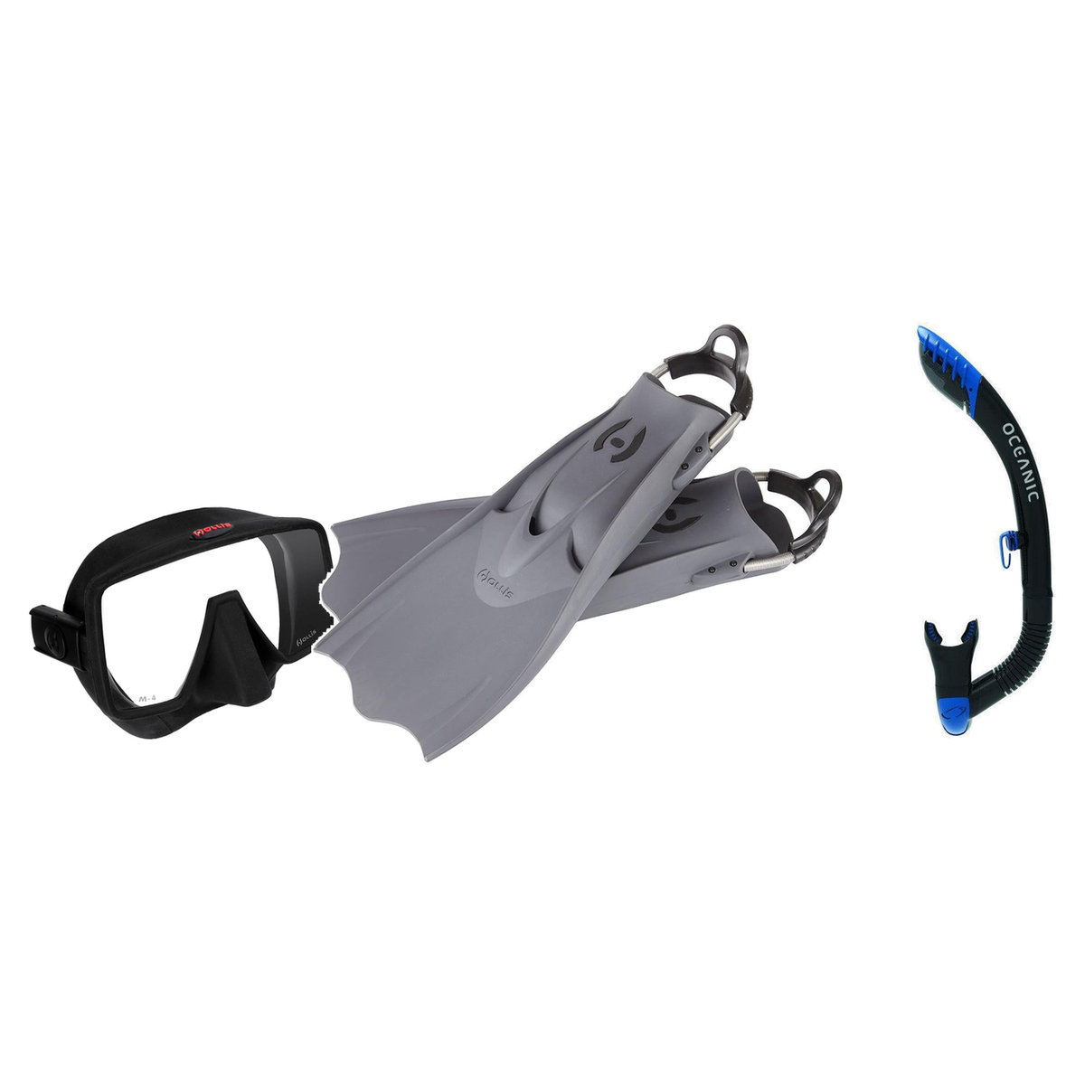 Hollis Mask Fin Snorkel Package – M3 Dual Lens, M-1 or M4 Mask + Ultra Dry 2 Snorkel + F1 LT Vented Blade Open Heel Fins — M…
