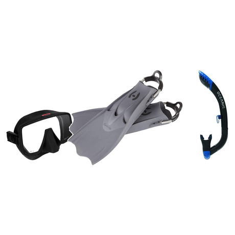 Hollis Mask Fin Snorkel Package – M3 Dual Lens, M-1 or M4 Mask + Ultra Dry 2 Snorkel + F1 LT Vented Blade Open Heel Fins — M…