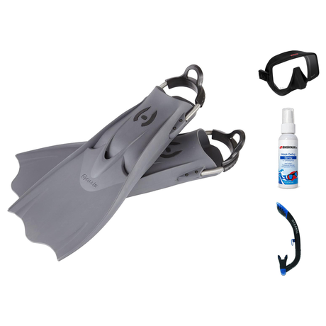 Hollis Mask Fin Snorkel Package – M4, M-1 or M3 Dual Lens Mask + Ultra Dry 2 Snorkel + F1 LT Vented Blade Open Heel Fins — i…