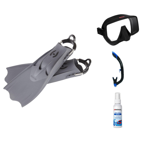 Hollis Mask Fin Snorkel Package – M4, M-1 or M3 Dual Lens Mask + Ultra Dry 2 Snorkel + F1 LT Vented Blade Open Heel Fins — i…