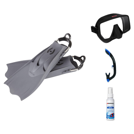 Hollis Mask Fin Snorkel Package – M4, M-1 or M3 Dual Lens Mask + Ultra Dry 2 Snorkel + F1 LT Vented Blade Open Heel Fins — i…