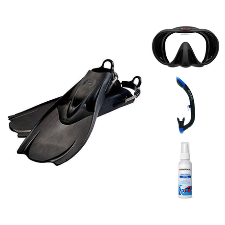 Hollis Mask Fin Snorkel Package – M4, M-1 or M3 Dual Lens Mask + Ultra Dry 2 Snorkel + F1 LT Vented Blade Open Heel Fins — M…