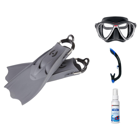Hollis Mask Fin Snorkel Package – M4, M-1 or M3 Dual Lens Mask + Ultra Dry 2 Snorkel + F1 LT Vented Blade Open Heel Fins — M…