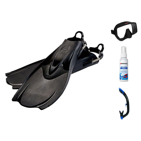 Hollis Mask Fin Snorkel Package – M4, M-1 or M3 Dual Lens Mask + Ultra Dry 2 Snorkel + F1 LT Vented Blade Open Heel Fins — M…