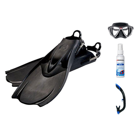 Hollis Mask Fin Snorkel Package – M4, M-1 or M3 Dual Lens Mask + Ultra Dry 2 Snorkel + F1 LT Vented Blade Open Heel Fins — M…