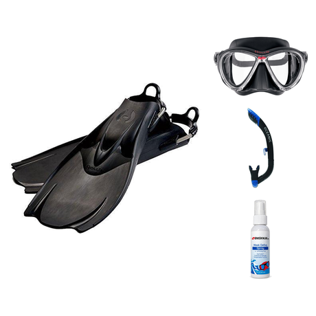 Hollis Mask Fin Snorkel Package – M4, M-1 or M3 Dual Lens Mask + Ultra Dry 2 Snorkel + F1 LT Vented Blade Open Heel Fins — M…