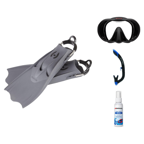 Hollis Mask Fin Snorkel Package – M4, M-1 or M3 Dual Lens Mask + Ultra Dry 2 Snorkel + F1 LT Vented Blade Open Heel Fins — M…