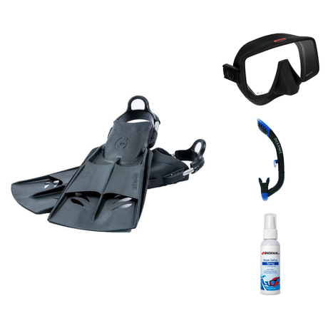 Hollis Mask Fin Snorkel Package – M4, M-1 or M3 Dual Lens Mask + Ultra Dry 2 Snorkel + F1 LT Vented Blade Open Heel Fins — M…