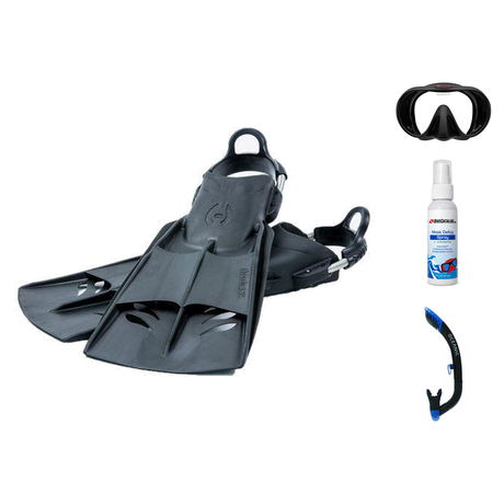 Hollis Mask Fin Snorkel Package – M4, M-1 or M3 Dual Lens Mask + Ultra Dry 2 Snorkel + F1 LT Vented Blade Open Heel Fins — M…