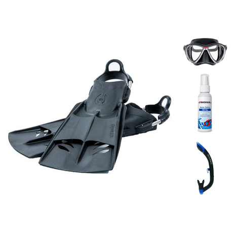Hollis Mask Fin Snorkel Package – M4, M-1 or M3 Dual Lens Mask + Ultra Dry 2 Snorkel + F1 LT Vented Blade Open Heel Fins — M…