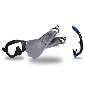 Hollis Mask Fin Snorkel Package – M4, M-1 or M3 Dual Lens Mask + Ultra Dry 2 Snorkel + F1 LT Vented Blade Open Heel Fins — M…