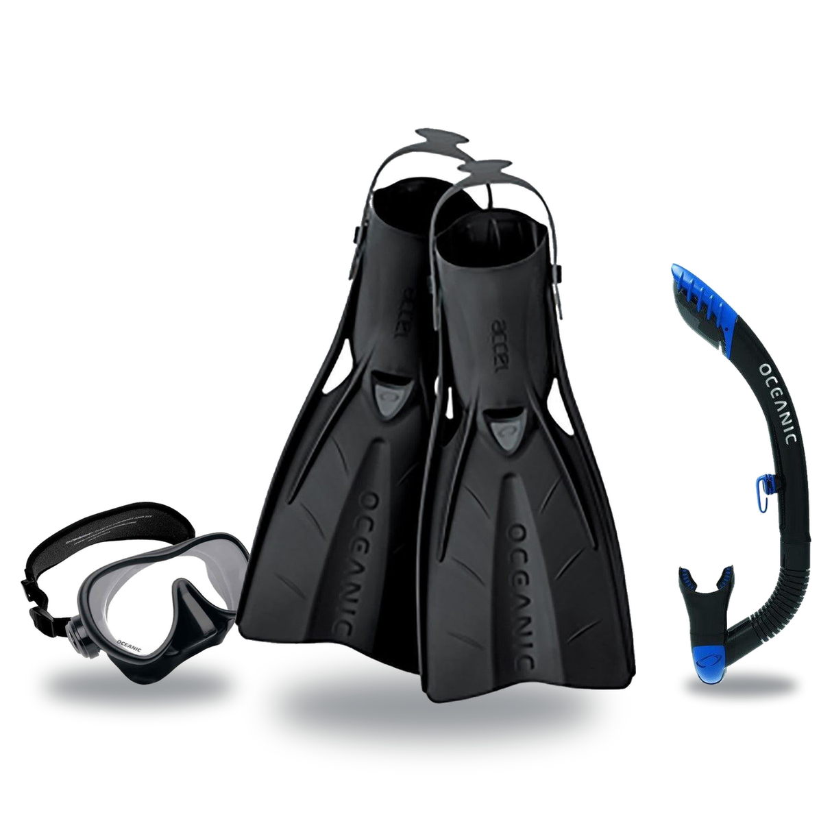 Oceanic Mask Fin Snorkel Package – Mini Shadow Single Lens, Shadow Single Lens or Predator Dual Lens Ultra Low-Volume Camo F…