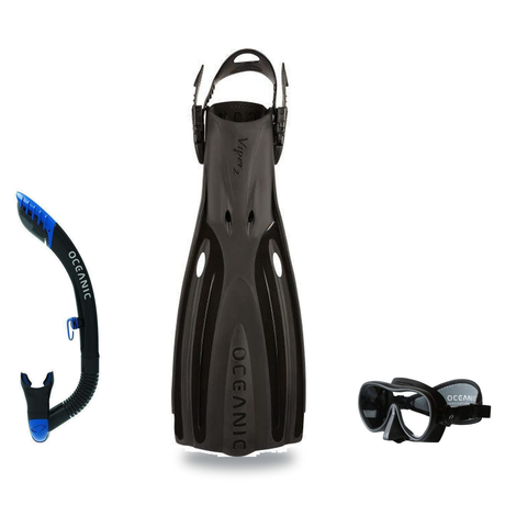 Oceanic Mask Fin Snorkel Package – Mini Shadow Single Lens, Shadow Single Lens or Predator Dual Lens Ultra Low-Volume Camo F…