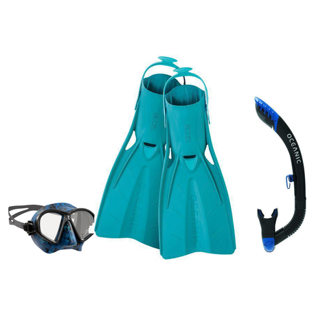 Oceanic Mask Fin Snorkel Package – Mini Shadow Single Lens, Shadow Single Lens or Predator Dual Lens Ultra Low-Volume Camo F…