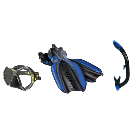 Oceanic Mask Fin Snorkel Package – Cyanea Dual Lens, Shadow Single Lens or Mini Shadow Single Lens Mask + Ultra Dry 2 Snorke…