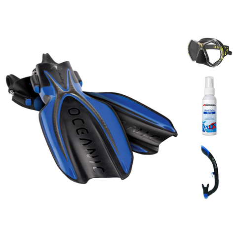 Oceanic Mask Fin Snorkel Package – Cyanea Dual Lens, Shadow Single Lens or Mini Shadow Single Lens Mask + Ultra Dry 2 Snorkel + Manta Ray Open Heel Fins