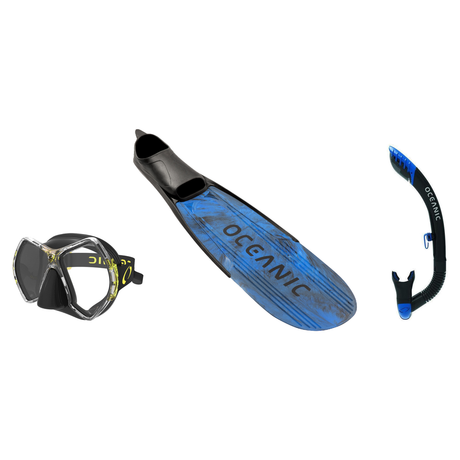 Oceanic Mask Fin Snorkel Package – Cyanea Dual Lens, Shadow Single Lens or Mini Shadow Single Lens Mask + Ultra Dry 2 Snorke…