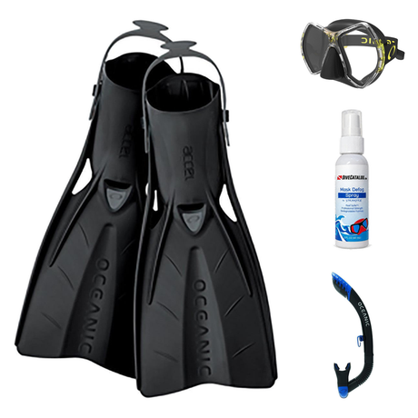 Oceanic Mask Fin Snorkel Package – Cyanea Dual Lens, Shadow Single Lens or Mini Shadow Single Lens Mask + Ultra Dry 2 Snorke…