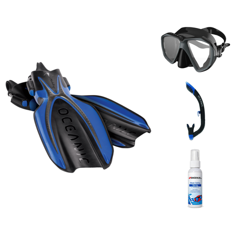 Oceanic Mask Fin Snorkel Package – Duo Dual Lens, Enzo Dual Lens or Shadow Single Lens Mask + Ultra Dry 2 Snorkel + Manta Ray Open Heel Fins