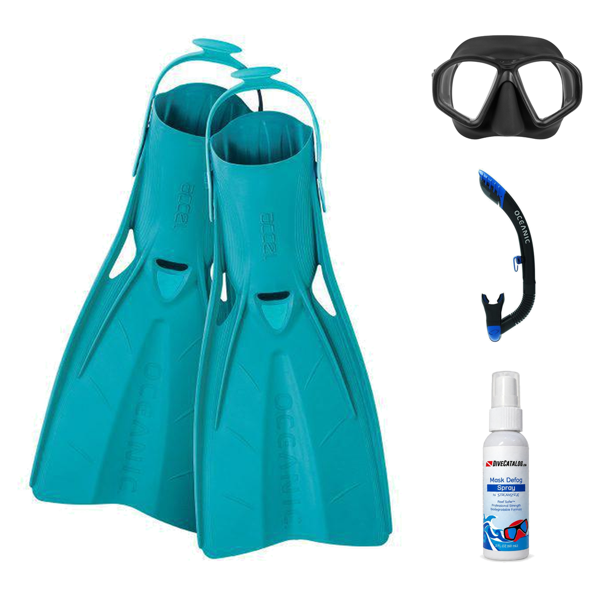 Oceanic Mask Fin Snorkel Package – Duo Dual Lens, Enzo Dual Lens or Shadow Single Lens Mask + Ultra Dry 2 Snorkel + Manta Ra…