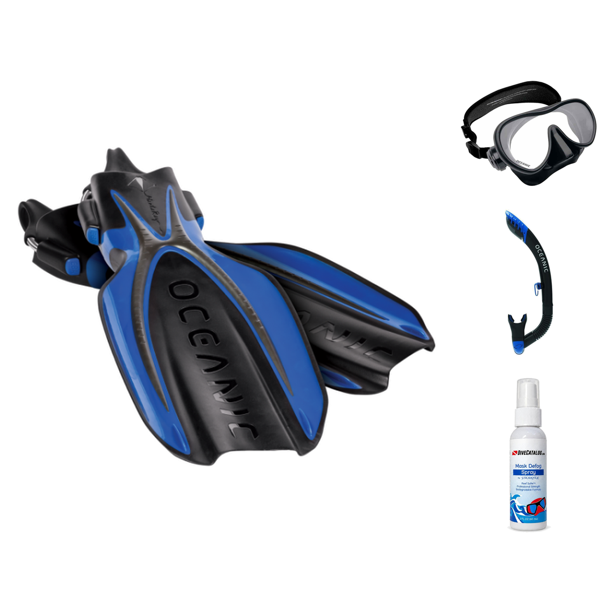 Oceanic Mask Fin Snorkel Package – Duo Dual Lens, Enzo Dual Lens or Shadow Single Lens Mask + Ultra Dry 2 Snorkel + Manta Ra…